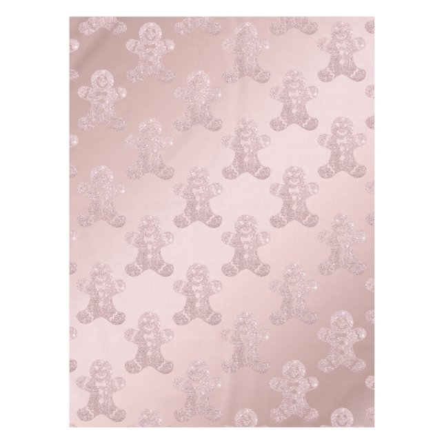 Elegant Rose Gold Glitter Gingerbread Man Pattern Tablecloth (Front)