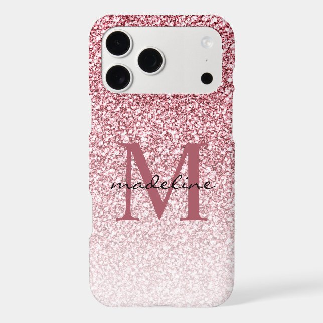 Elegant Rose Gold Glitter Girly Monogram (Back)