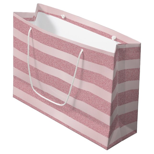Elegant Rose Gold Glitter Glamour Template Modern Large Gift Bag (Front Angled)