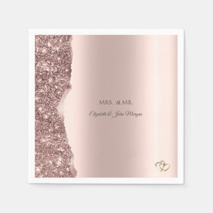 Elegant Rose Gold Glitter Gold Rings Napkin
