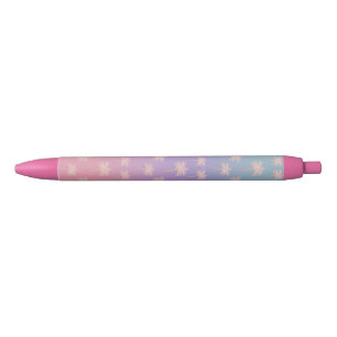 Elegant rose gold glitter gradient palm pattern blue ink pen