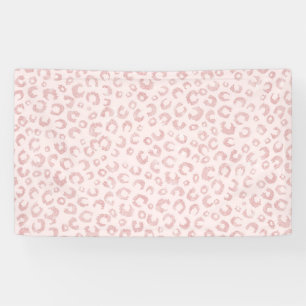 Elegant Rose Gold Glitter Leopard Animal Print Banner