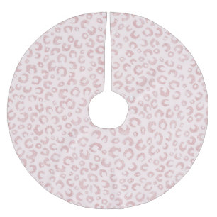 Elegant Rose Gold Glitter Leopard Animal Print Brushed Polyester Tree Skirt