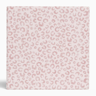 Elegant Rose Gold Glitter Leopard Pattern Binder