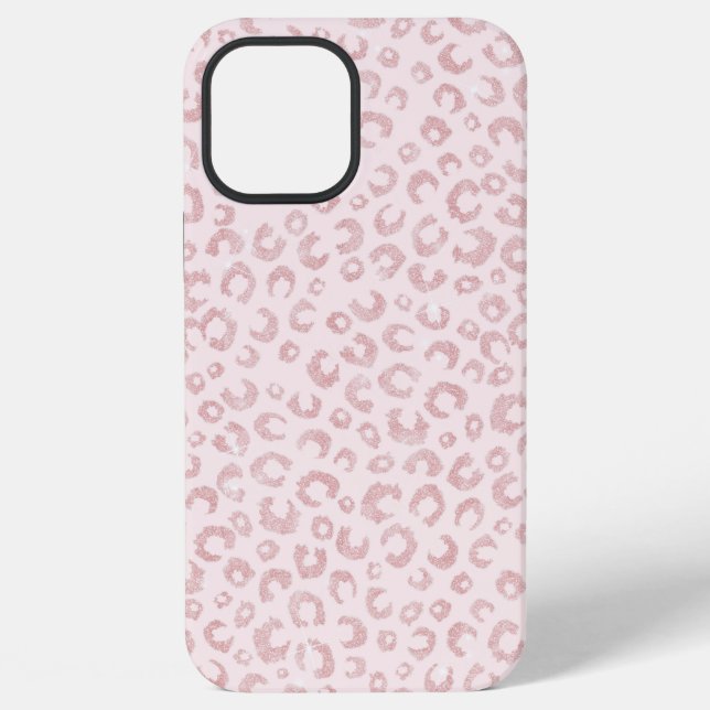 Elegant Rose Gold Glitter Leopard Pattern iPhone Case (Back)