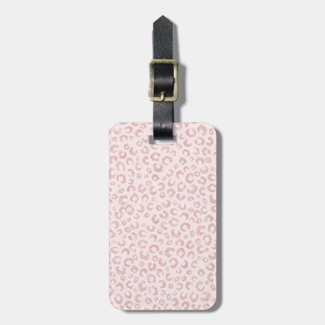 Elegant Rose Gold Glitter Leopard Pattern Luggage Tag (Front Vertical)