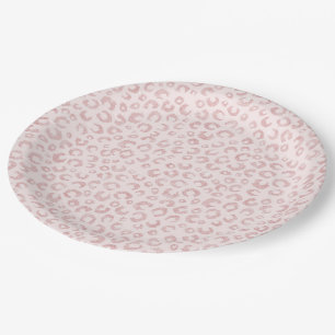 Elegant Rose Gold Glitter Leopard Pattern Paper Plate