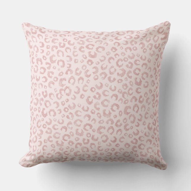 Elegant Rose Gold Glitter Leopard Pattern Throw Pillow (Front)