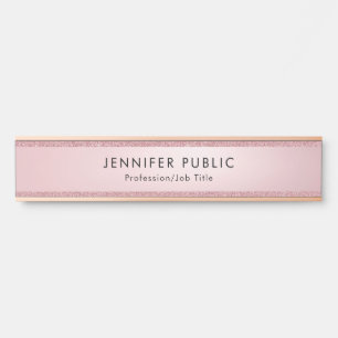 Elegant Rose Gold Glitter Look Modern Template Door Sign
