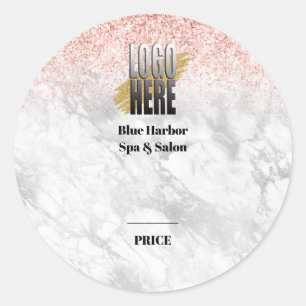 Elegant Rose Gold Glitter Marble Logo Price Tag