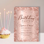 Elegant Rose Gold Glitter Metal 30th Birthday  Invitation<br><div class="desc">Modern elegant rose gold metallic and glitter 30th birthday party invitations. This adult girly card design features stylish handwritten calligraphy script,  blush pink or rose gold faux brushed metallic background with loose glam glitter frame around. Easy to personalize,  perfect for any age.</div>