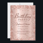 Elegant Rose Gold Glitter Metal 40th Birthday  Invitation<br><div class="desc">Modern elegant rose gold metallic and glitter 40th birthday party invitations. This adult girly card design features stylish handwritten calligraphy script,  blush pink or rose gold faux brushed metallic background with loose glam glitter frame around. Easy to personalize,  perfect for any age.</div>