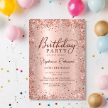 Elegant Rose Gold Glitter Metal 50th Birthday  Invitation<br><div class="desc">Modern elegant rose gold metallic and glitter 50th birthday party invitations. This adult girly card design features stylish handwritten calligraphy script,  blush pink or rose gold faux brushed metallic background with loose glam glitter frame around. Easy to personalize,  perfect for any age.</div>