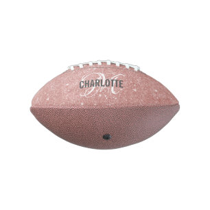 Elegant rose gold glitter monogram name football