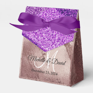 Elegant Rose Gold Glitter Ombre Monogram Name Favor Box