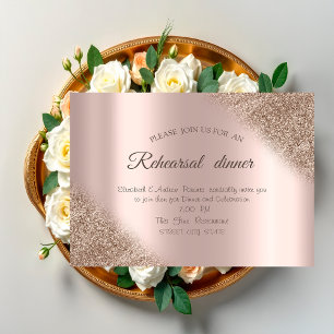 Elegant Rose Gold Glitter Ombre Rehearsal Dinner Invitation