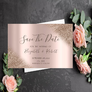 Elegant Rose Gold Glitter Ombre Save The Date