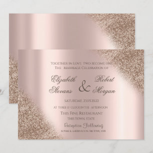 Elegant Rose Gold Glitter Ombre Wedding Invitation