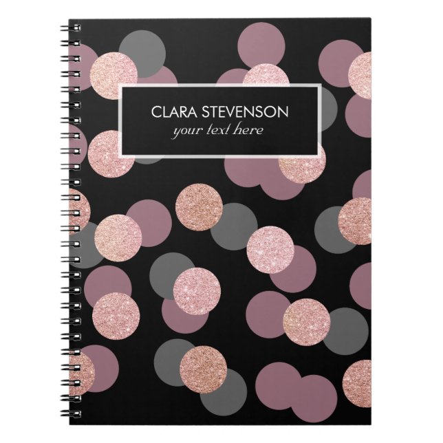 elegant rose gold glitter pastel pink confetti notebook (Front)