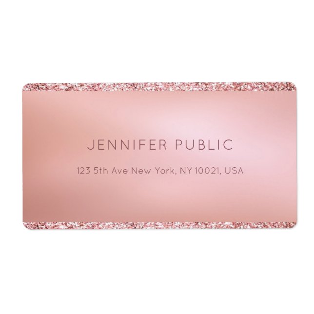 Elegant Rose Gold Glitter Personalized Template (Front)