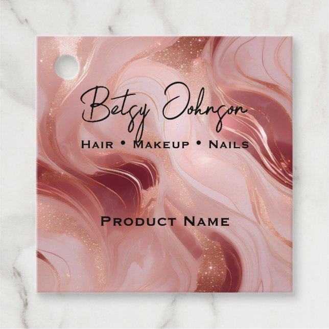Elegant Rose Gold Glitter Product Tag (Front)