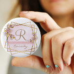 Elegant Rose Gold Glitter Rose Monogram  1 Inch Round Button<br><div class="desc">Elegant Rose Gold Glitter Rose Monogram Button</div>