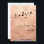 Elegant Rose Gold Glitter Script 21st Birthday Invitation<br><div class="desc">Modern Rose Gold 21st Birthday Invitation. Minimalist 21st birthday invitation template design featuring elegant calligraphy hand lettered script font.</div>