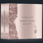 Elegant Rose Gold Glitter Script  Binder<br><div class="desc">Elegant rose gold glitter border,  champagne glass,  and script. Beautifully save the date that can be customized with your name. Select the "customize" button to change the font style,  color,  and size.</div>