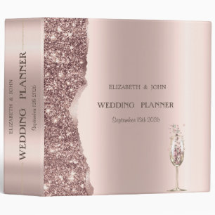 Elegant Rose Gold Glitter Script Binder