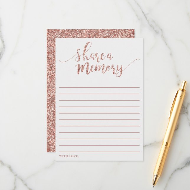Elegant Rose Gold Glitter Share A Memory Card (Front/Back In Situ)