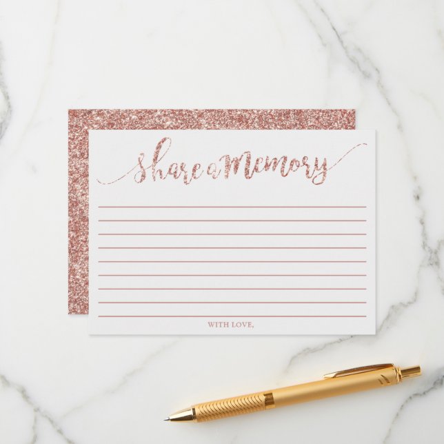 Elegant Rose Gold Glitter Share A Memory Card (Front/Back In Situ)