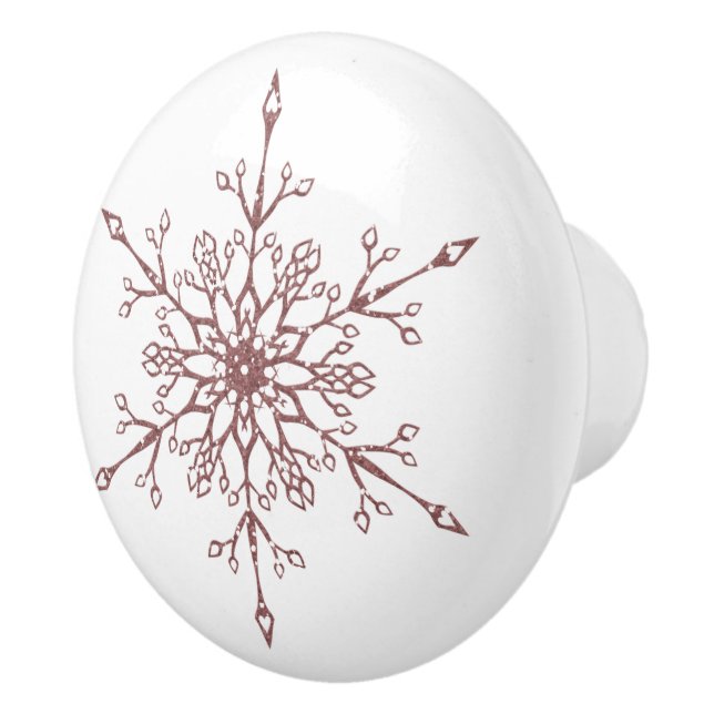 Elegant Rose Gold Glitter Snowflake Christmas Ceramic Knob (Right)