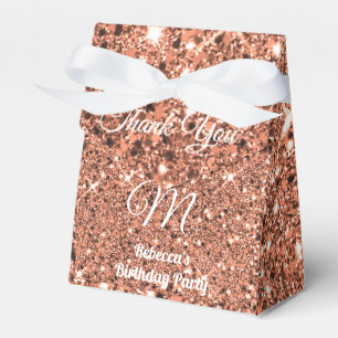 Elegant Rose Gold Glitter Thank You Monogram Favor Box