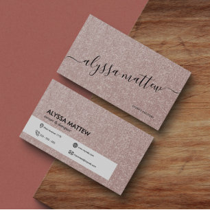 Elegant Rose Gold Glitter Trendy Personalized  Business Card