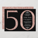 Elegant Rose Gold Glitter Typography 50th Birthday Invitation<br><div class="desc">Celebrate in style with these trendy and elegant rose gold glitter 50th Birthday invitations. The design is easy to personalize and your guests will be thrilled when they receive these stylish invites.</div>