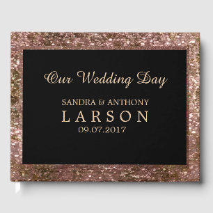 Elegant Rose Gold Glitter Wedding Guest Book