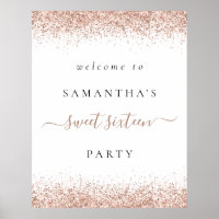 Elegant Rose Gold Glitter Welcome Sweet 16 Party