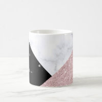 Elegant rose gold glitter white black marble