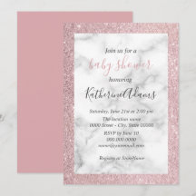 Elegant rose gold glitter white marble baby shower