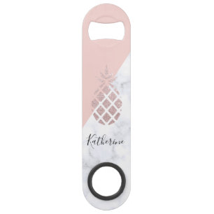 Elegant rose gold glitter white marble blush pink bar key