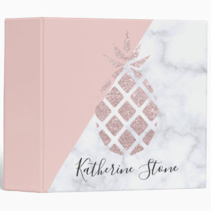 Elegant rose gold glitter white marble blush pink binder