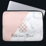 Elegant rose gold glitter white marble blush pink laptop sleeve<br><div class="desc">Stylish design featuring faux rose gold glitter pineapple,  white marble and blush pink background.</div>