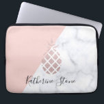 Elegant rose gold glitter white marble blush pink laptop sleeve<br><div class="desc">Stylish design featuring faux rose gold glitter pineapple,  white marble and blush pink background.</div>