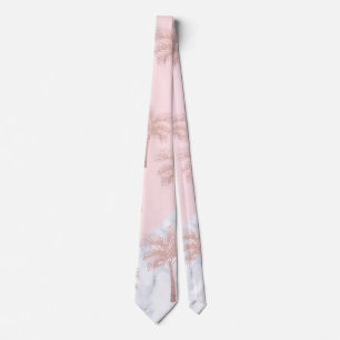 Elegant rose gold glitter & white marble pattern tie