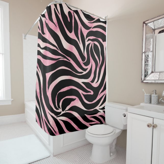 Elegant Rose Gold Glitter Zebra Black Animal Print (In Situ)