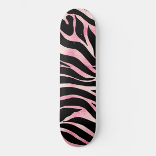 Elegant Rose Gold Glitter Zebra Black Animal Print Skateboard