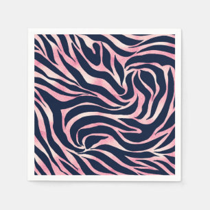 Elegant Rose Gold Glitter Zebra Blue Animal Print Napkin