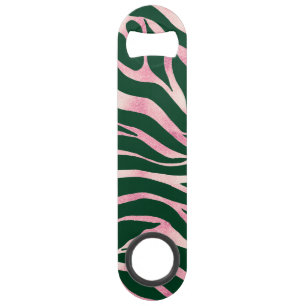 Elegant Rose Gold Glitter Zebra Green Animal Print Bar Key