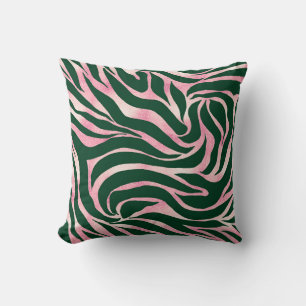 Elegant Rose Gold Glitter Zebra Green Animal Print Throw Pillow