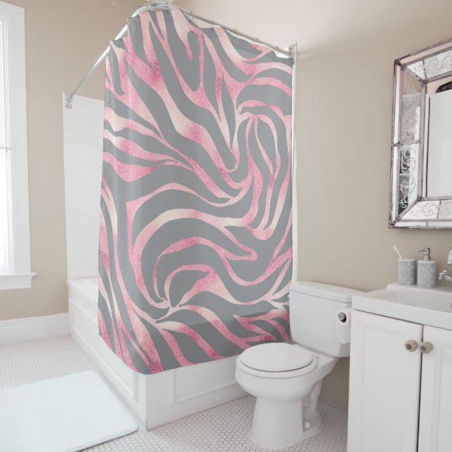 Elegant Rose Gold Glitter Zebra Grey Animal Print (In Situ)